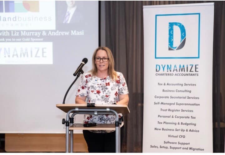Louise Lennox Owner of Dynamize Accounting speaking at business event